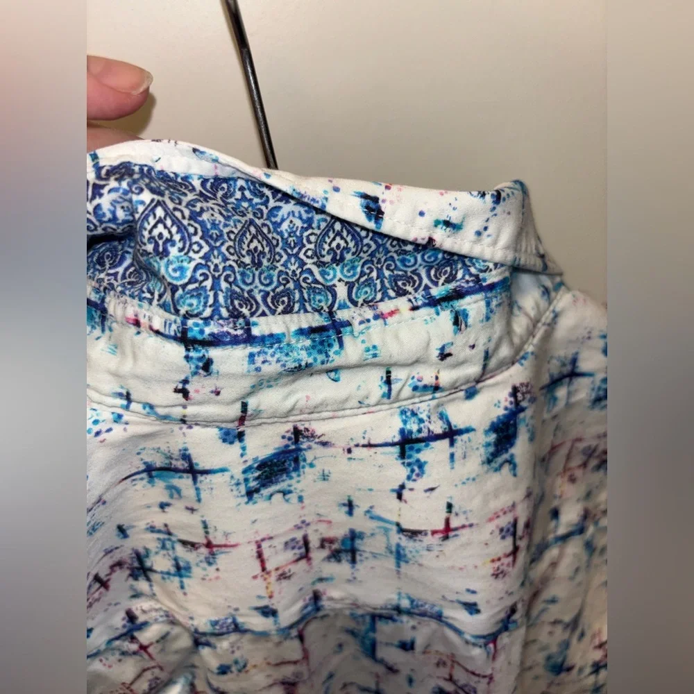 Robert Graham Shirt Mens L Cotton Short Sleeve Button Up